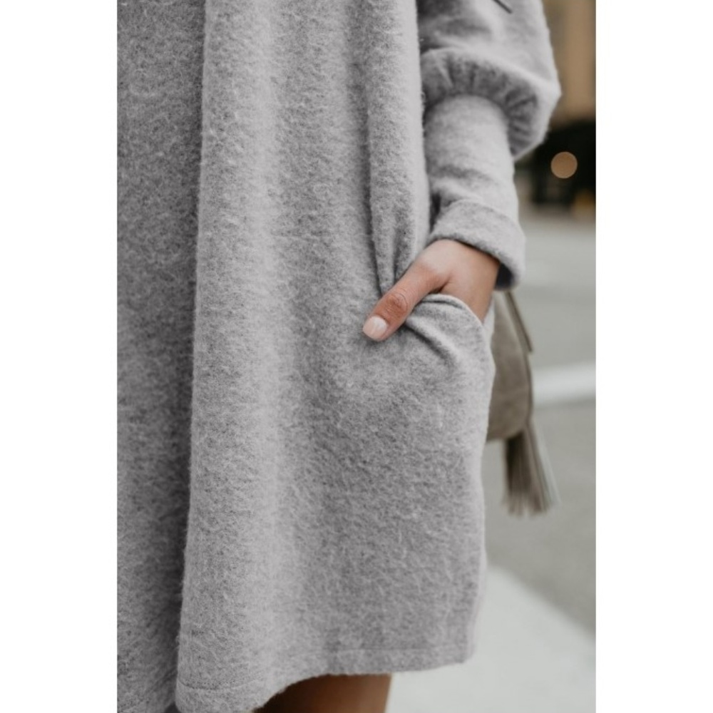 Long Lantern Sleeve Knitted Sweater Dress - Picture 4 of 4
